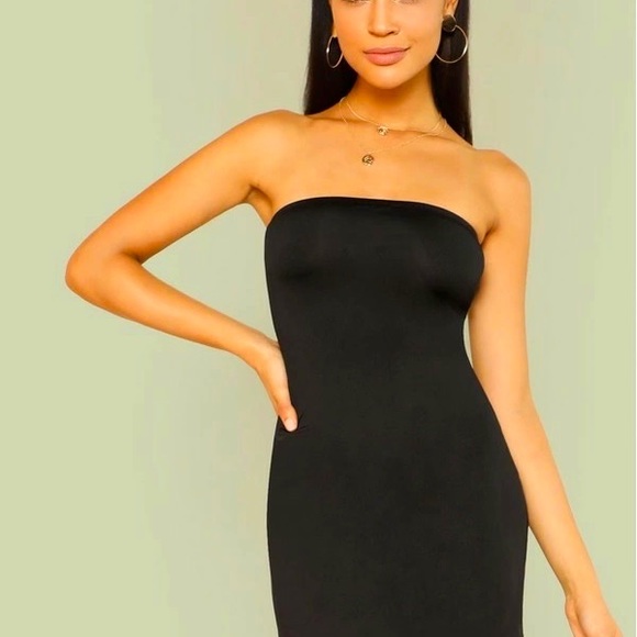 TASSEL HEM BANDEAU BODYCON DRESS-SALE - Picture 3 of 6